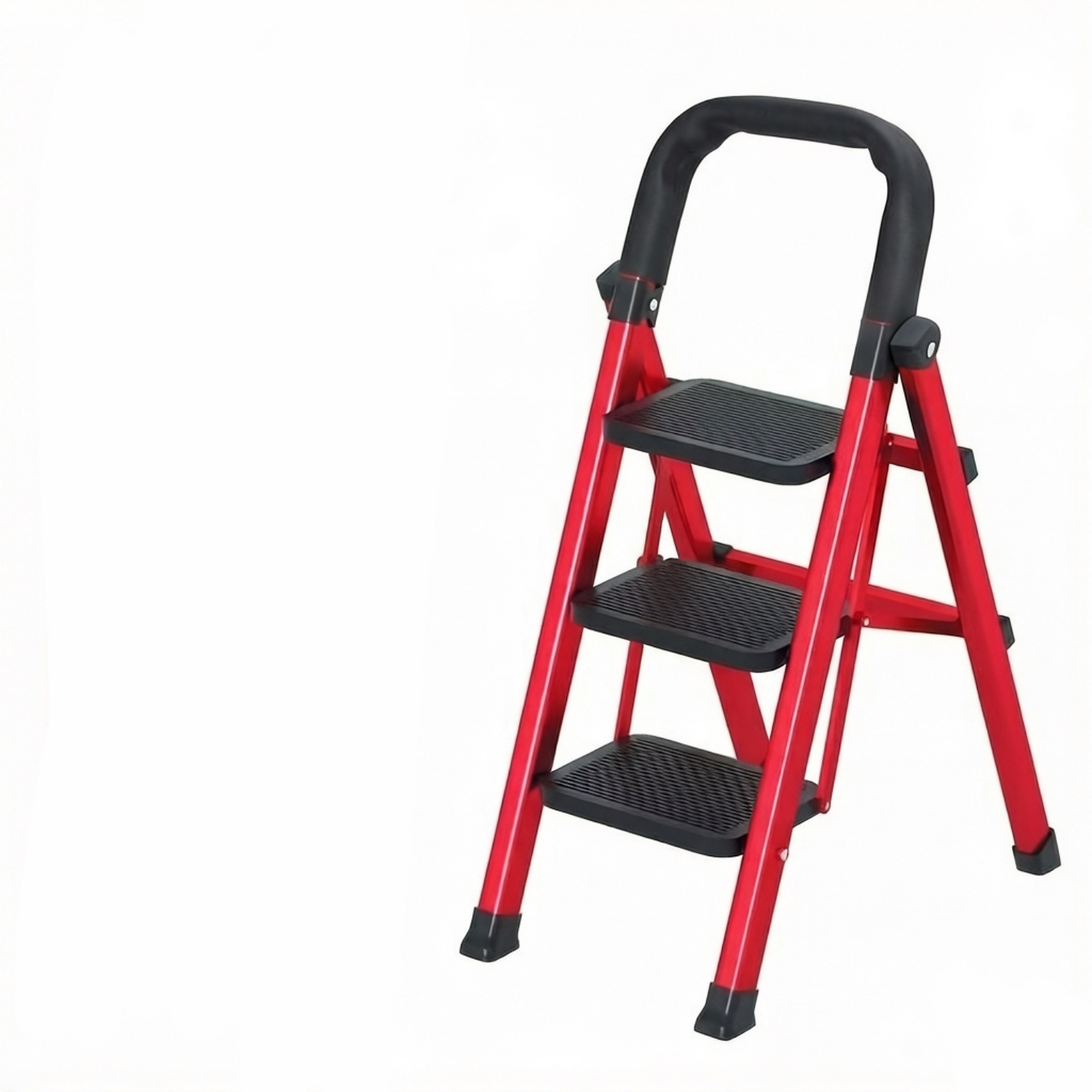 4-Step Foldable Ladders with Safety Lock Design in Red